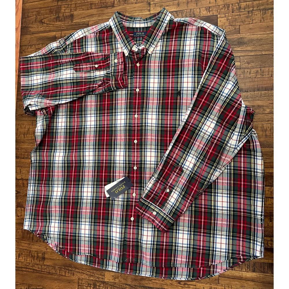 NWT $138 Polo Ralph Lauren Mens 4XB Pony Plaid Oxford Button Down Shirt Big - Picture 2 of 11